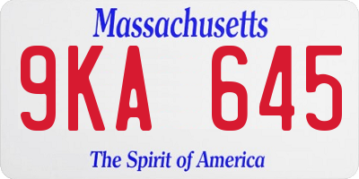 MA license plate 9KA645