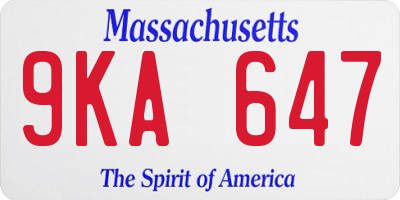 MA license plate 9KA647