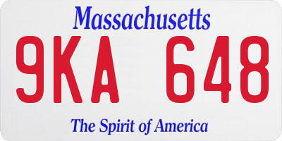 MA license plate 9KA648