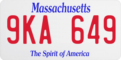 MA license plate 9KA649