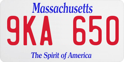 MA license plate 9KA650