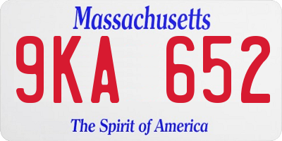MA license plate 9KA652
