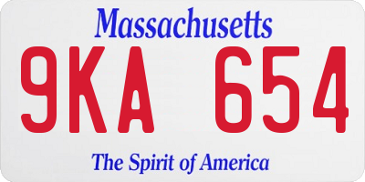 MA license plate 9KA654