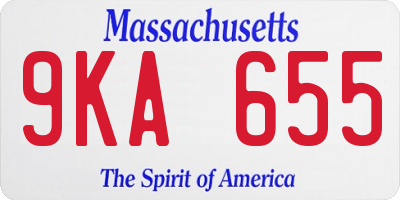 MA license plate 9KA655