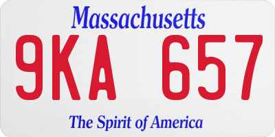 MA license plate 9KA657