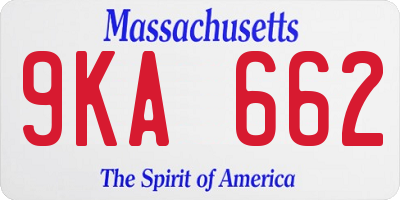 MA license plate 9KA662
