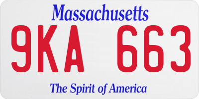 MA license plate 9KA663