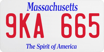 MA license plate 9KA665