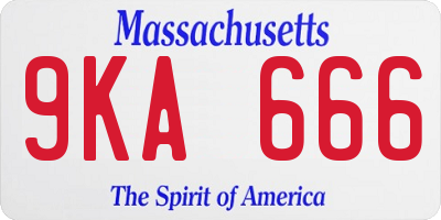 MA license plate 9KA666