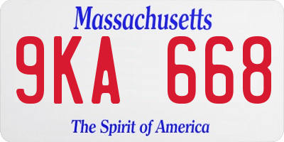 MA license plate 9KA668