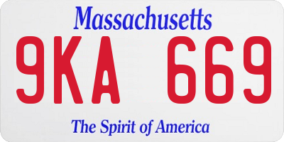 MA license plate 9KA669