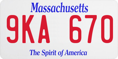 MA license plate 9KA670