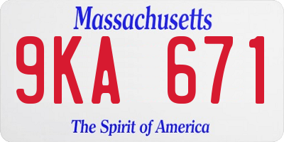 MA license plate 9KA671
