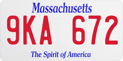 MA license plate 9KA672