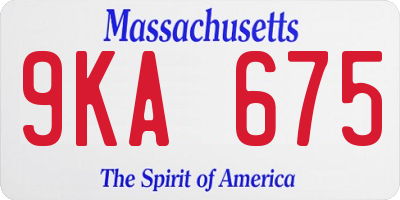 MA license plate 9KA675