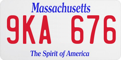 MA license plate 9KA676