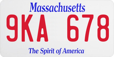 MA license plate 9KA678