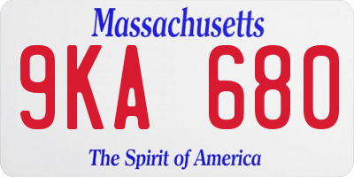 MA license plate 9KA680