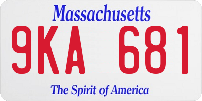 MA license plate 9KA681