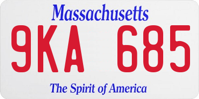 MA license plate 9KA685