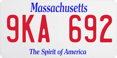 MA license plate 9KA692