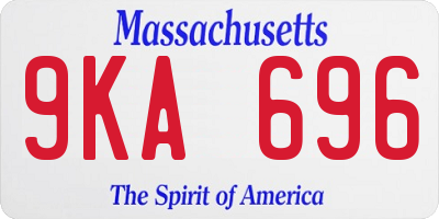 MA license plate 9KA696