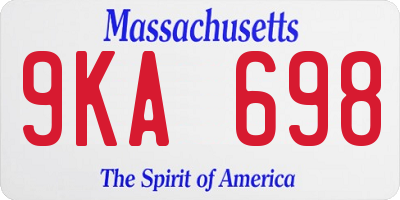 MA license plate 9KA698