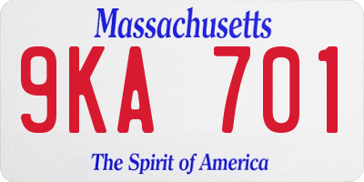 MA license plate 9KA701