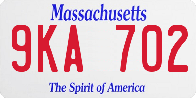 MA license plate 9KA702