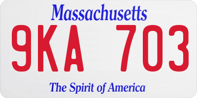 MA license plate 9KA703