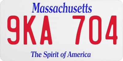MA license plate 9KA704