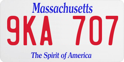 MA license plate 9KA707