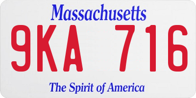 MA license plate 9KA716