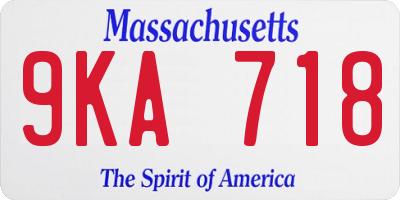 MA license plate 9KA718