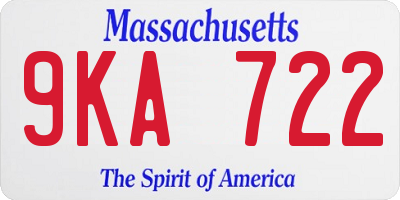 MA license plate 9KA722