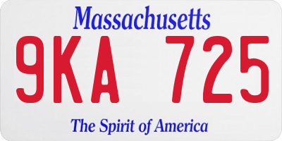 MA license plate 9KA725