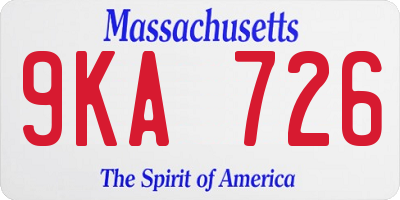 MA license plate 9KA726