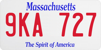 MA license plate 9KA727