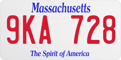 MA license plate 9KA728