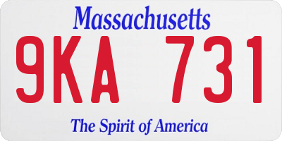 MA license plate 9KA731