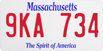 MA license plate 9KA734
