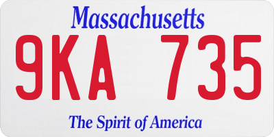 MA license plate 9KA735
