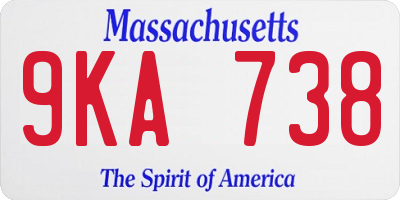MA license plate 9KA738