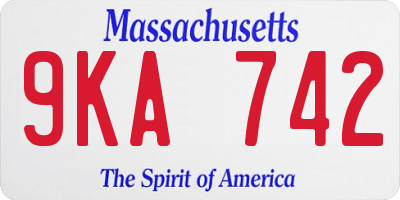 MA license plate 9KA742