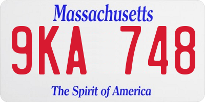 MA license plate 9KA748