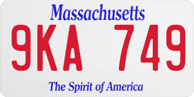 MA license plate 9KA749