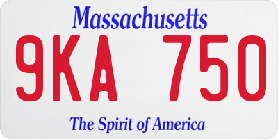MA license plate 9KA750