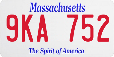 MA license plate 9KA752