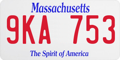 MA license plate 9KA753