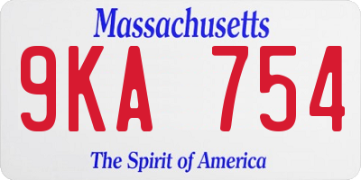 MA license plate 9KA754